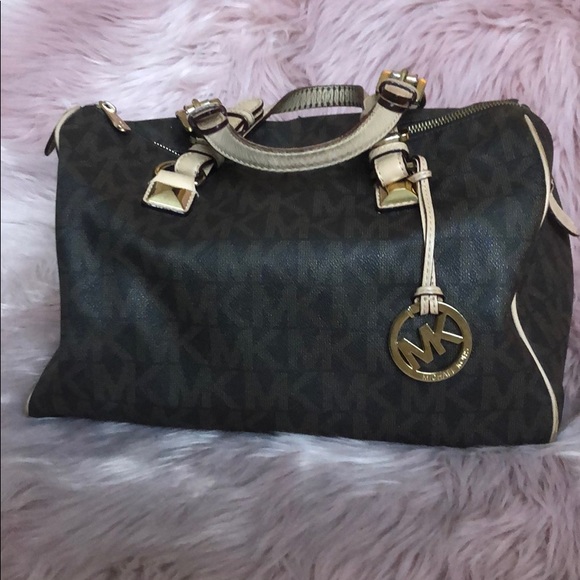 MICHAEL Michael Kors Handbags - Michael Kors Grayson Signature print brown Satchel